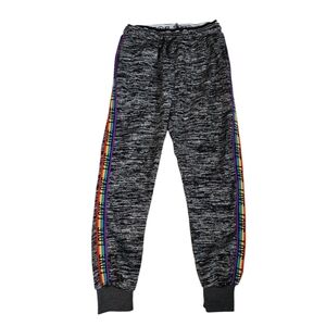Supernova Black Marled Rainbow Side Stripe Joggers